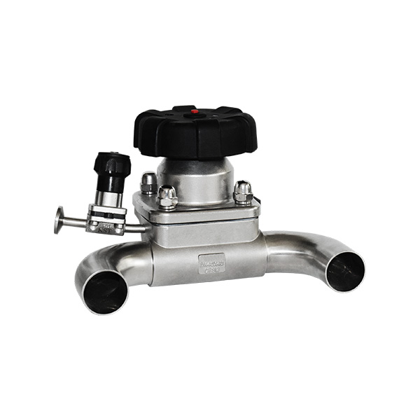 Manual U-shaped three-way welded diaphragm valve