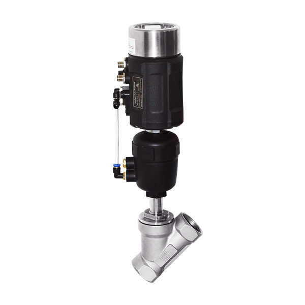 Adjustable pneumatic threaded angle seat valve