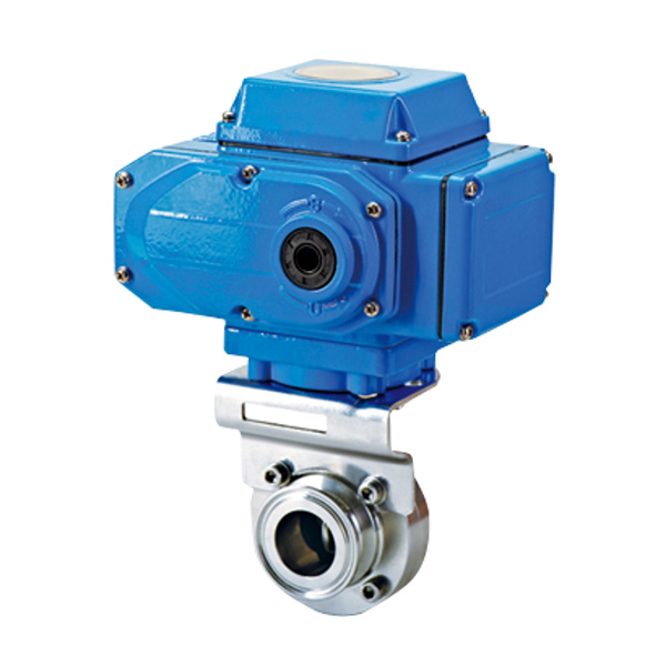 Electric sanitary fast installation butterfly valve
