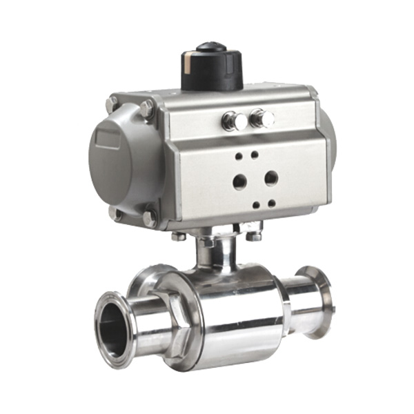 Pneumatic three-way sanitary level quick installation ball valve