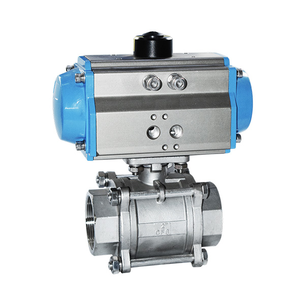 Pneumatic threaded ball valve