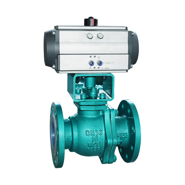 Pneumatic fluorine lined flange ball valve
