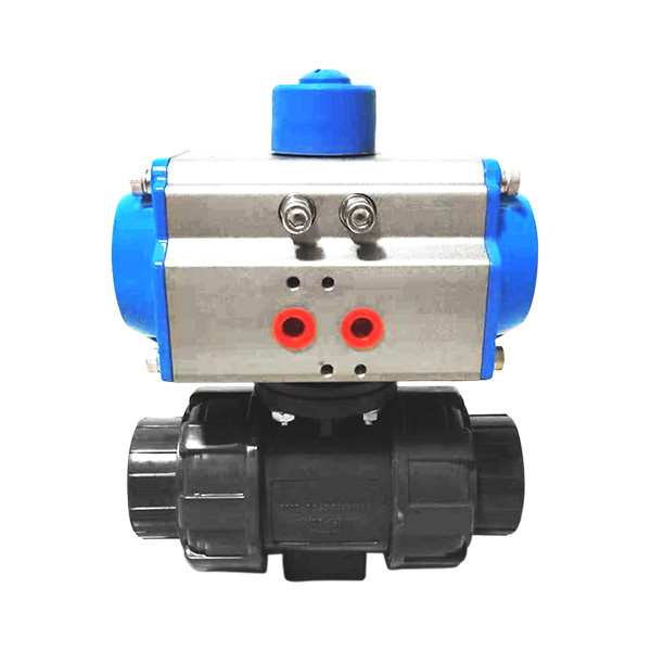Pneumatic UPVC double acting ball valve