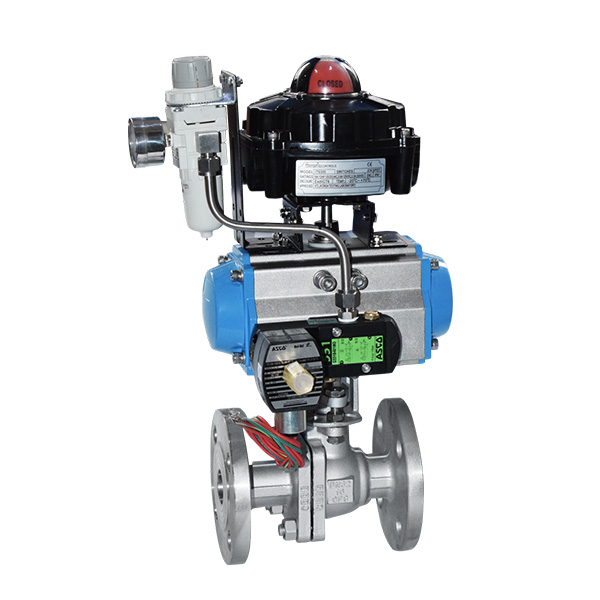 Equipped with explosion-proof triple piece pneumatic flange ball valve