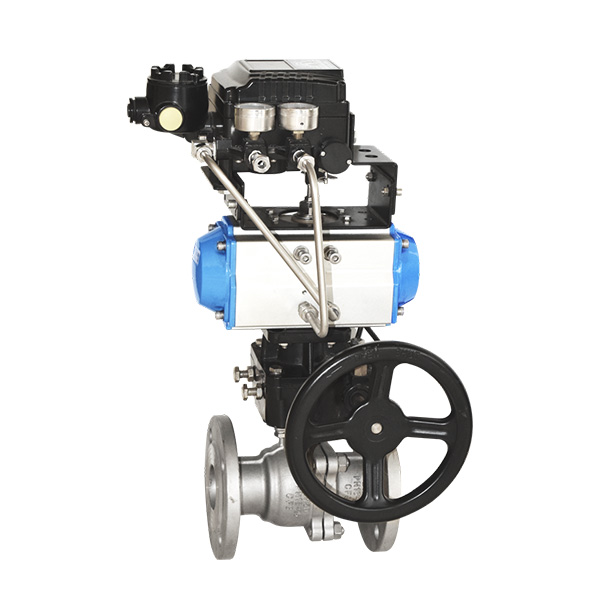 Adjustable pneumatic flange ball valve