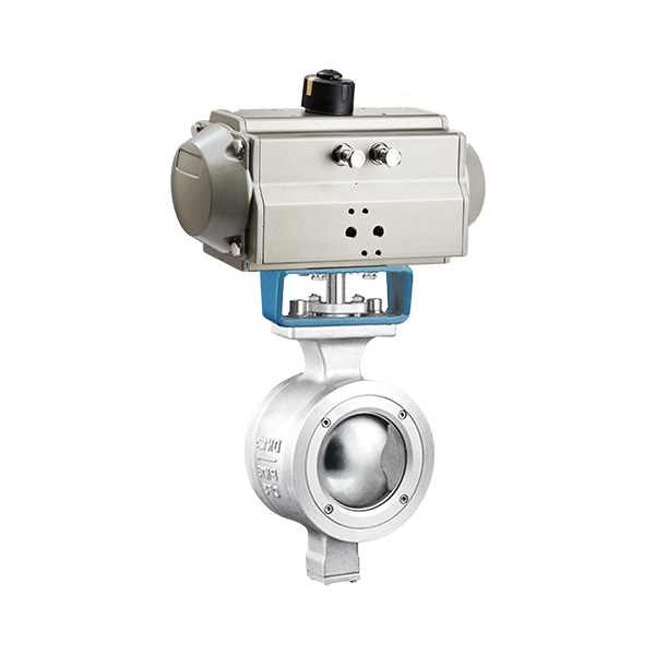 Pneumatic V-shaped cut-off ball valve