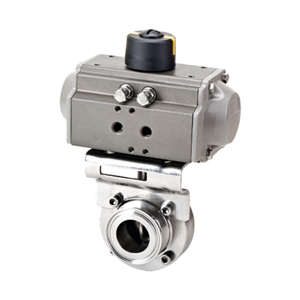 Pneumatic sanitary quick installation butterfly valve