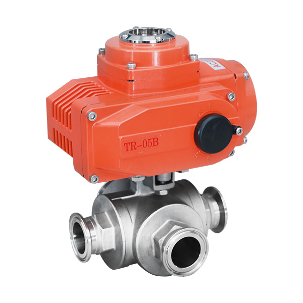 Electric three-way quick installation ball valve