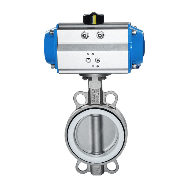 Pneumatic all stainless steel wafer butterfly valve