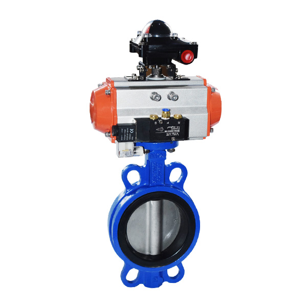 Equipped with two piece pneumatic wafer butterfly valve