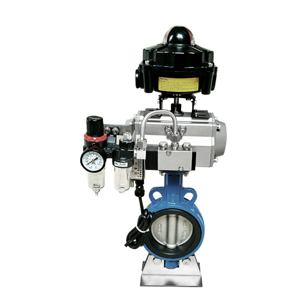 Equipped with explosion-proof triple piece pneumatic wafer butterfly valve