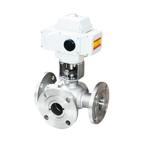Electric three-way flange ball valve