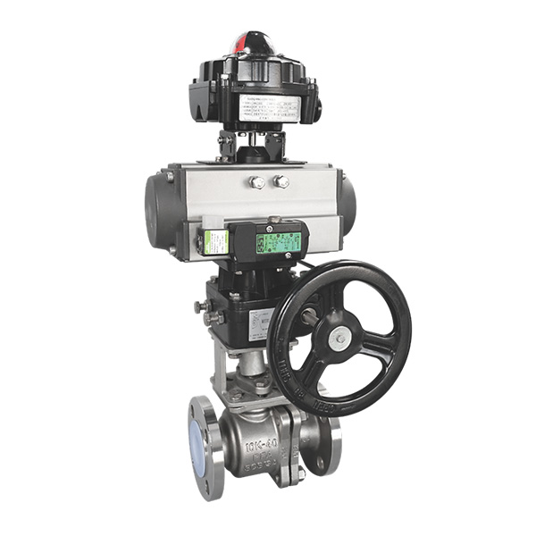 Fluorine lined pneumatic flanged ball valve