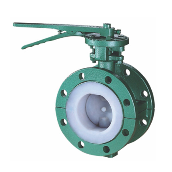 Fluorine lined manual flange butterfly valve