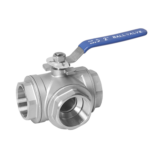 Internal thread three-way ball valve