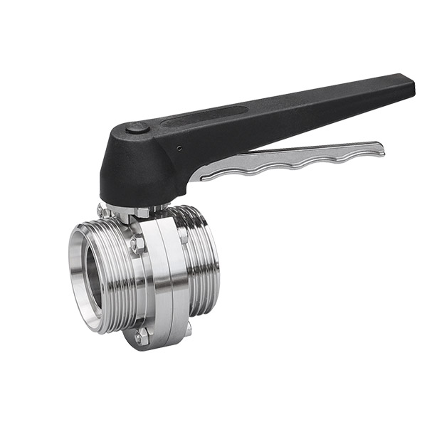 Duck billed external thread butterfly valve